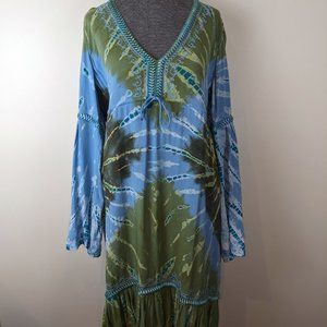 Designer Moda International Tie Dye Hippie Boho Peasant Dress Size M Worn Once!
